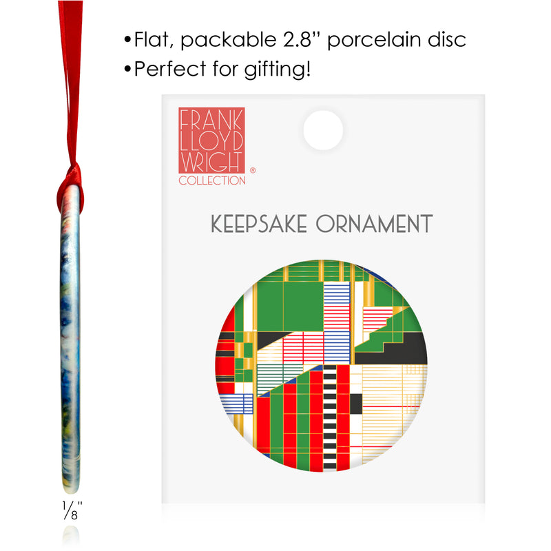 Frank Lloyd Wright "Hillside Curtain" Porcelain Keepsake Ornament – Flat Ceramic, Gift-Ready