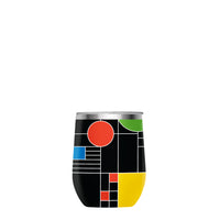 12 oz Stemless Wine Tumbler - Frank Lloyd Wright "Coonley Playhouse" - Silver Rim