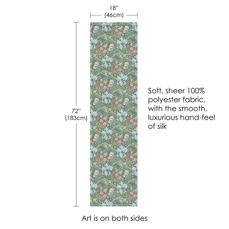 William Morris "Golden Lily" Long Sheer Scarf – Lightweight, Elegant, Silky-Soft