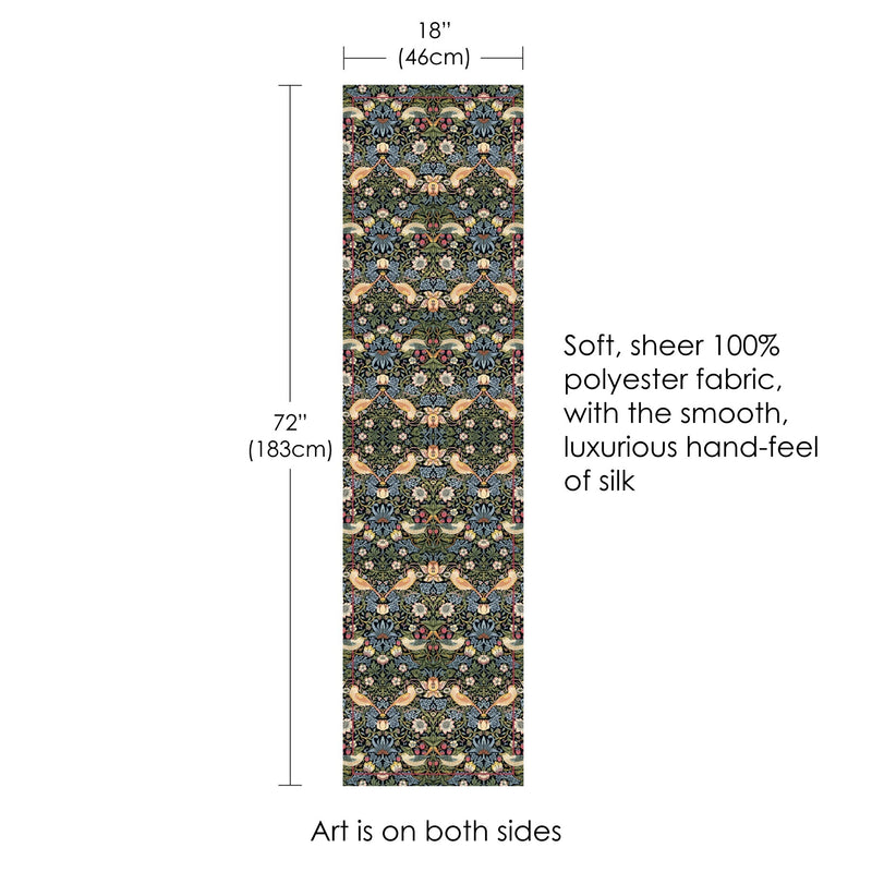 William Morris Strawberry Thief Long Sheer Scarf – Lightweight, Elegant, Silky-Soft