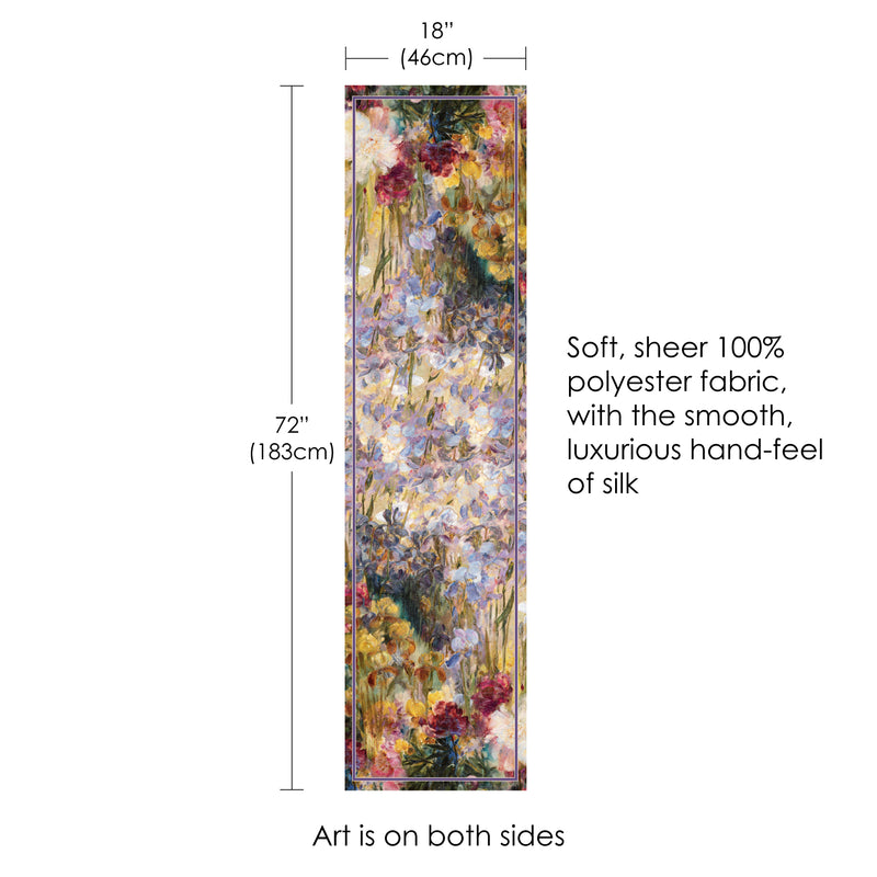 Tiffany Peonies & Iris Long Sheer Scarf – Lightweight, Elegant, Silky-Soft