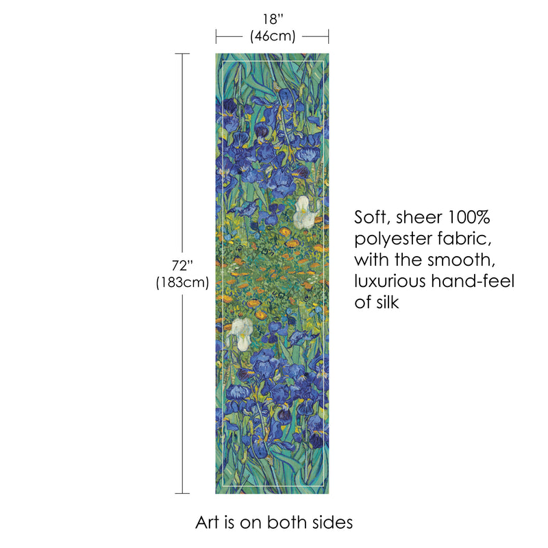van Gogh Irises Long Sheer Scarf – Lightweight, Elegant, Silky-Soft