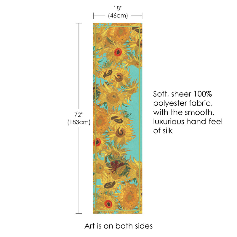 van Gogh Sunflowers Long Sheer Scarf – Lightweight, Elegant, Silky-Soft