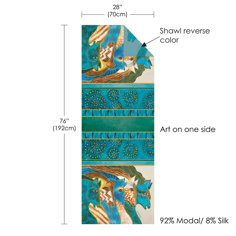 Laurel Burch Sky Mares  Silk Blend Shawl – Lightweight Dressy Wrap for Women