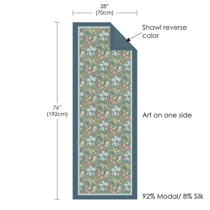 William Morris "Golden Lily" Silk Blend Shawl – Lightweight Dressy Wrap for Women