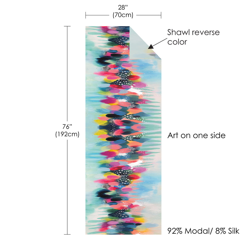 EttaVee's Brush Strokes 103 Silk Blend Shawl – Lightweight Dressy Wrap for Women