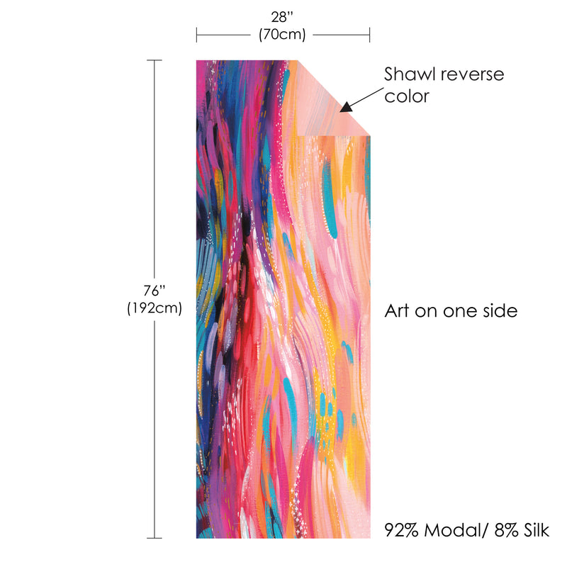 EttaVee's Brush Strokes 90 Silk Blend Shawl – Lightweight & Elegant Evening Wrap