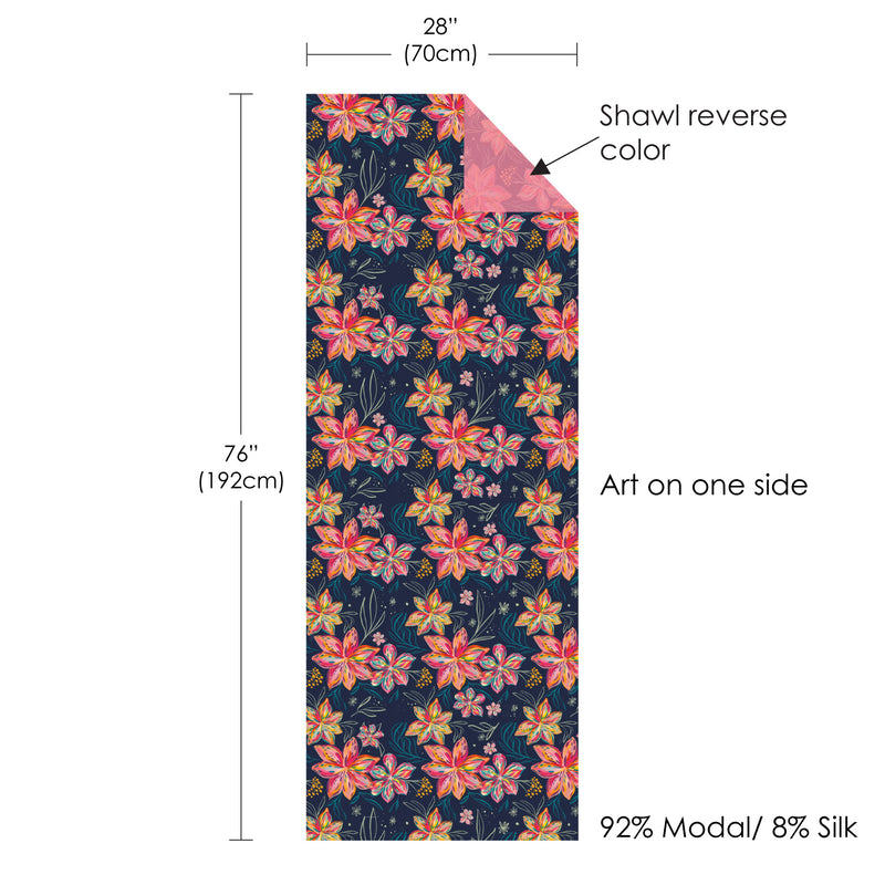 EttaVee's Bold Flowers Silk Blend Shawl – Lightweight Dressy Wrap for Women