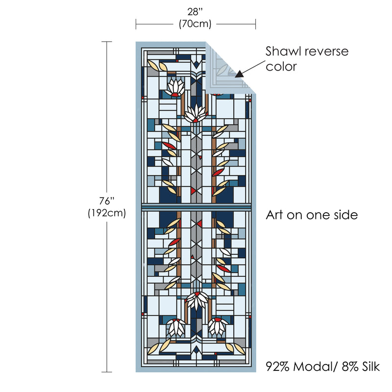 Frank Lloyd Wright Waterlilies Silk Blend Shawl – Lightweight & Elegant Evening Wrap