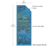 Monet Water Lilies Silk Blend Shawl – Lightweight Dressy Wrap for Women