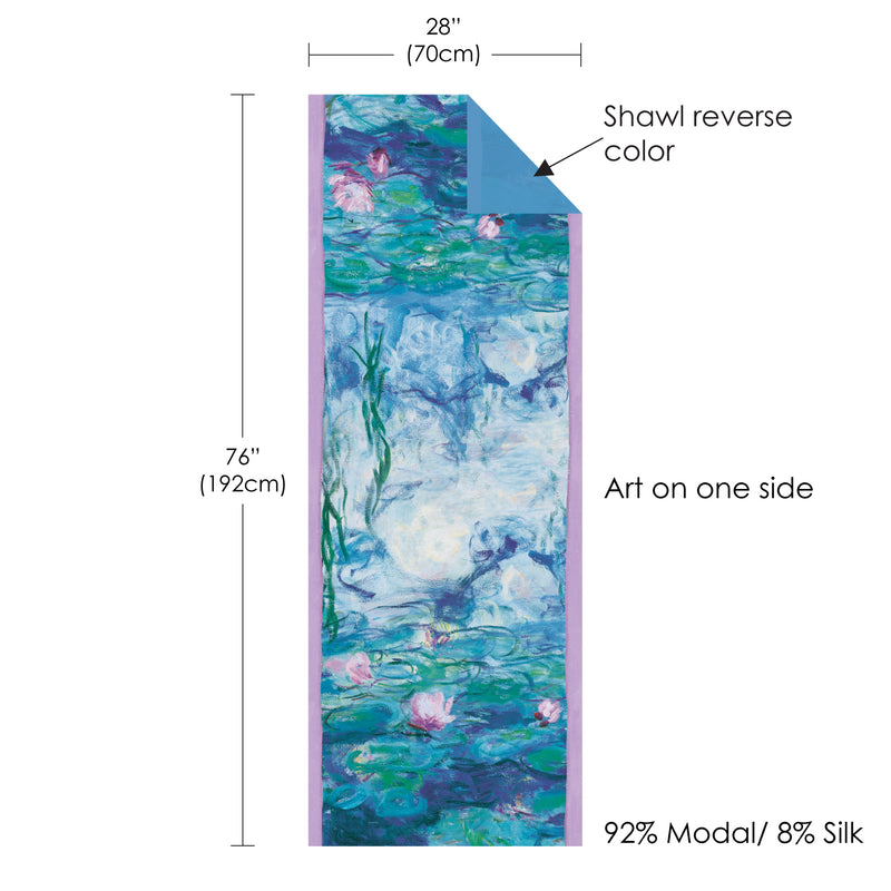 Fine Art Silk Blend Shawl Monet Nympheas