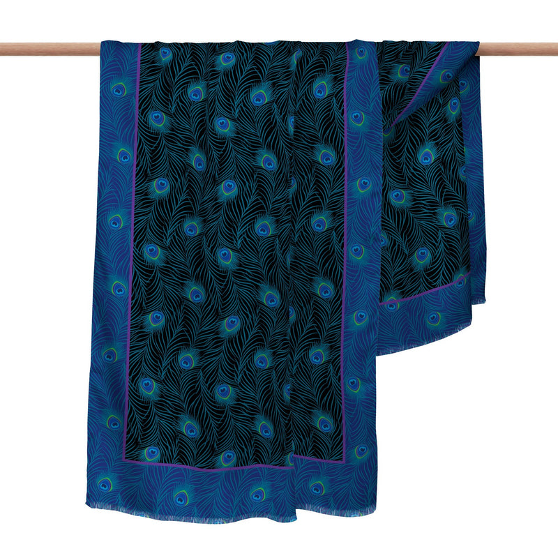 Peacock Black   Silk Blend Shawl – Lightweight Dressy Wrap for Women