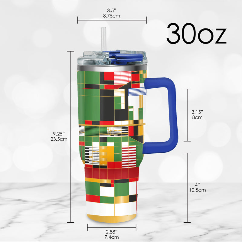 30 oz Tumbler - Frank Lloyd Wright "Hillside Curtain" - Silver Rim