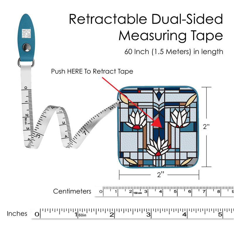 Frank Lloyd Wright "Waterlilies" Compact Retractable Tape Measure – Dual-Sided, 60"/150cm