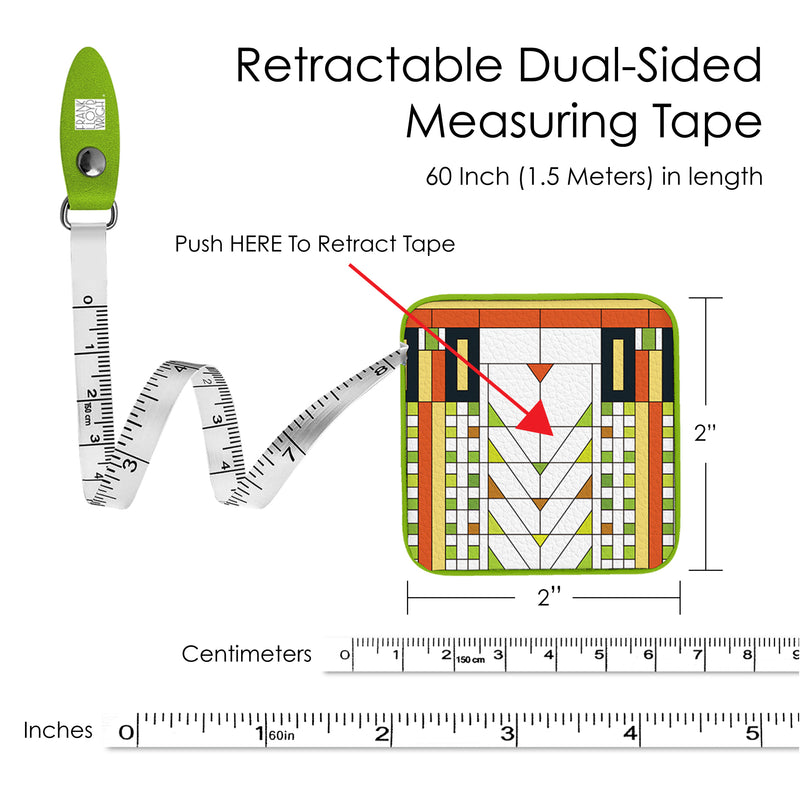 Frank Lloyd Wright "Tree of Life" Compact Retractable Tape Measure – Dual-Sided, 60"/150cm