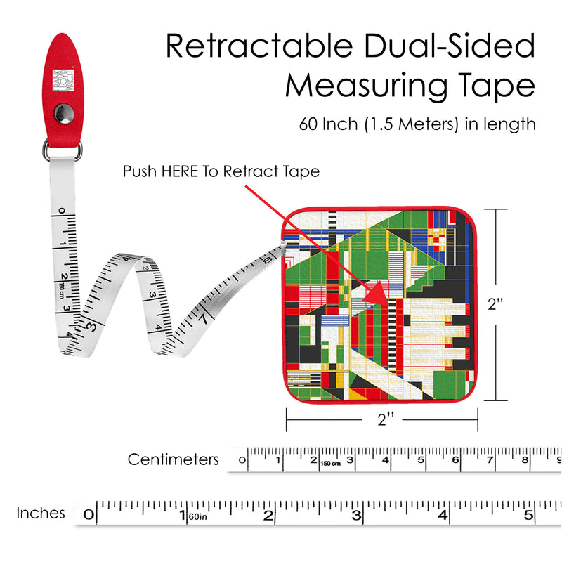 Frank Lloyd Wright "Hillside Curtain" Compact Retractable Tape Measure – Dual-Sided, 60"/150cm