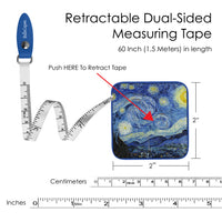 van Gogh "Starry Night" Compact Retractable Tape Measure – Dual-Sided, 60"/150cm
