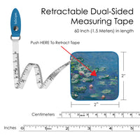 Monet "Water Lilies" Compact Retractable Tape Measure – Dual-Sided, 60"/150cm