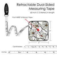 Tiffany "Magnolia" Compact Retractable Tape Measure – Dual-Sided, 60"/150cm