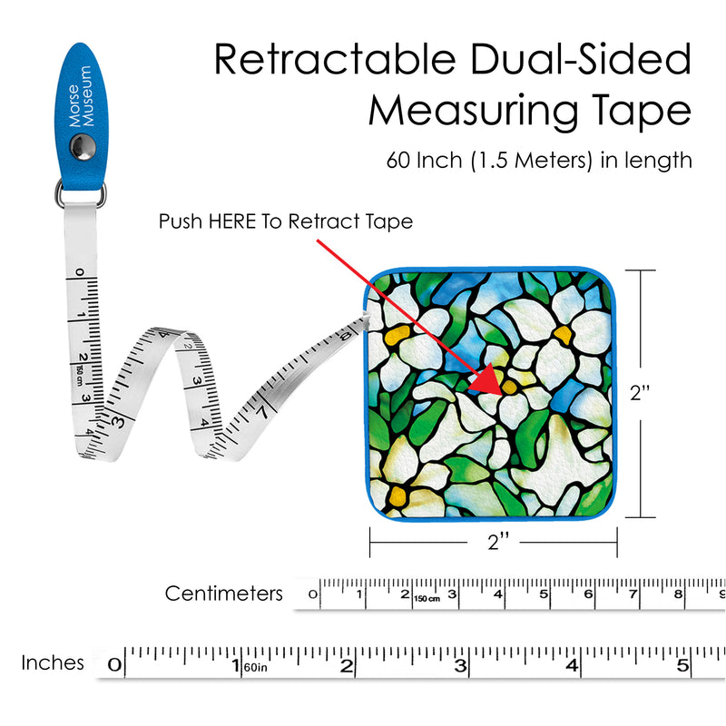 Tiffany "Field of Lilies" Compact Retractable Tape Measure – Dual-Sided, 60"/150cm
