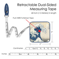 Hokusai "The Great Wave" Compact Retractable Tape Measure – Dual-Sided, 60"/150cm