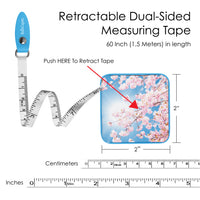 Cherry Blossoms Compact Retractable Tape Measure – Dual-Sided, 60"/150cm