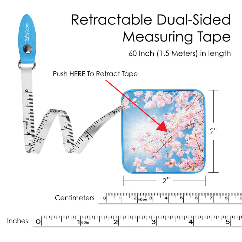 Cherry Blossoms Compact Retractable Tape Measure – Dual-Sided, 60"/150cm