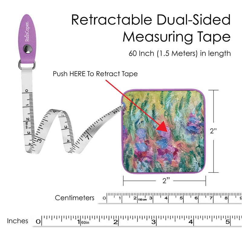Monet Garden at Giverny Compact Retractable Tape Measure – Dual-Sided, 60"/150cm