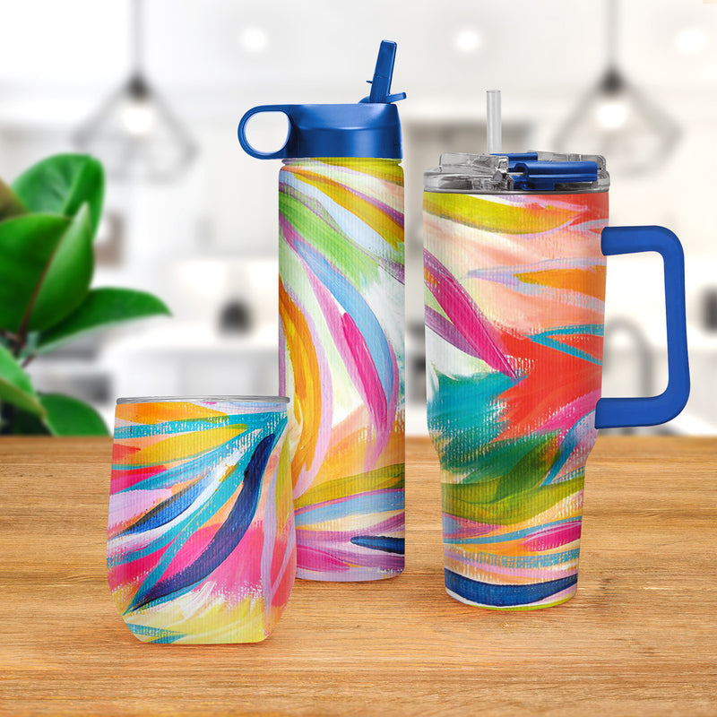 12 oz Stemless Wine Tumbler - EttaVee "Loose Palms"