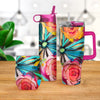 24 oz Water Bottle - EttaVee "Flowers On Glass"
