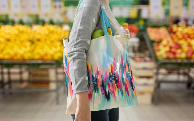 EttaVee Brush Strokes 103 Canvas Magazine Tote – Slim Vertical Tote Bag