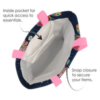 EttaVee Bold Flowers Canvas Magazine Tote – Slim Vertical Tote Bag