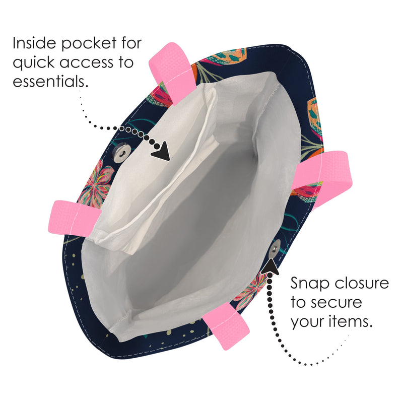 EttaVee Bold Flowers Canvas Magazine Tote – Slim Vertical Tote Bag