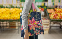 EttaVee Bold Flowers Canvas Magazine Tote – Slim Vertical Tote Bag