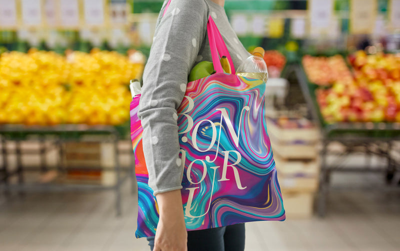 EttaVee Marble 8 Canvas Magazine Tote – Slim Vertical Tote Bag