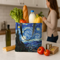 van Gogh Starry Night Canvas Magazine Tote – Slim Vertical Tote Bag