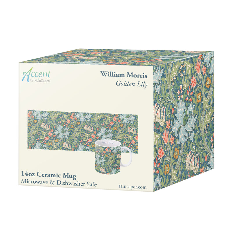 William Morris "Golden Lily" Large Fine Art Mug – 14 oz Ceramic Coffee Cup
