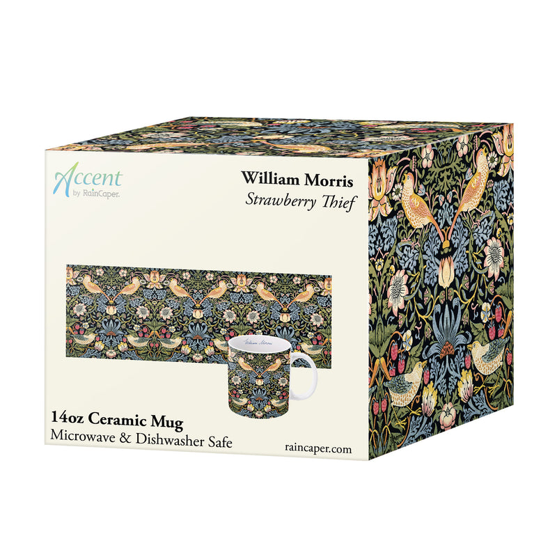 William Morris "Strawberry Thief" Large Fine Art Mug – 14 oz Ceramic Coffee Cup