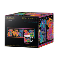 Laurel Burch "Dogs & Doggies" Large Fine Art Mug – 14 oz Ceramic Coffee Cup
