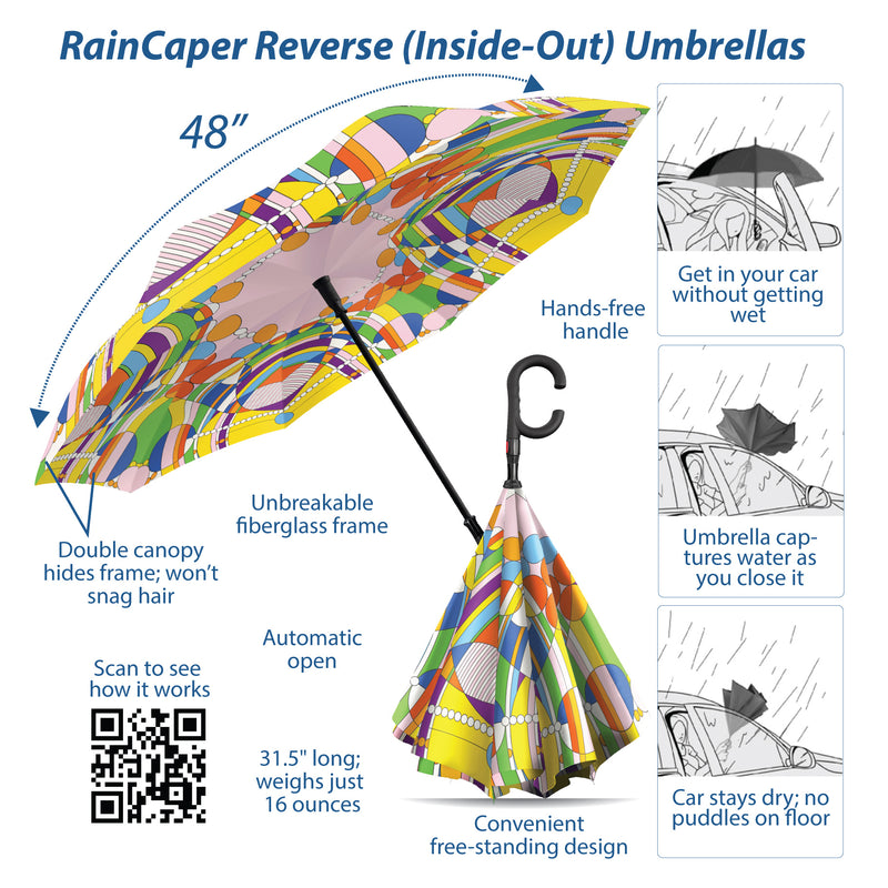 Frank Lloyd Wright March Balloons Reverse Inverted Umbrella – Hands-Free, Windproof Design