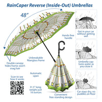 Frank Lloyd Wright Tree of Life Reverse Inverted Umbrella – Hands-Free, Windproof Design