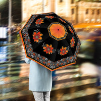 Laurel Burch Orange Blossoms Reverse Inverted Umbrella – Hands-Free, Windproof Design