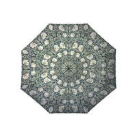 William Morris "Pimpernel" Blue/Green Travel Umbrella – Compact, One-Touch Open & Close