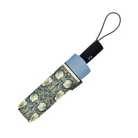 William Morris "Pimpernel" Blue/Green Travel Umbrella – Compact, One-Touch Open & Close
