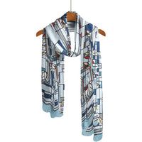 Frank Lloyd Wright Waterlilies Long Sheer Scarf – Lightweight, Elegant, Silky-Soft