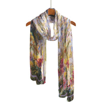 Tiffany Peonies & Iris Long Sheer Scarf – Lightweight, Elegant, Silky-Soft