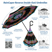 Laurel Burch Blooms Reverse Inverted Umbrella – Hands-Free, Windproof Design