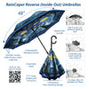 van Gogh Starry Night Reverse Inverted Umbrella – Hands-Free, Windproof Design