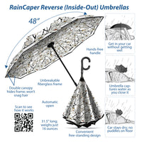 Tiffany Magnolia Reverse Inverted Umbrella – Hands-Free, Windproof Design