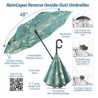 van Gogh Almond Blossom Reverse Inverted Umbrella – Windproof, Hands-Free